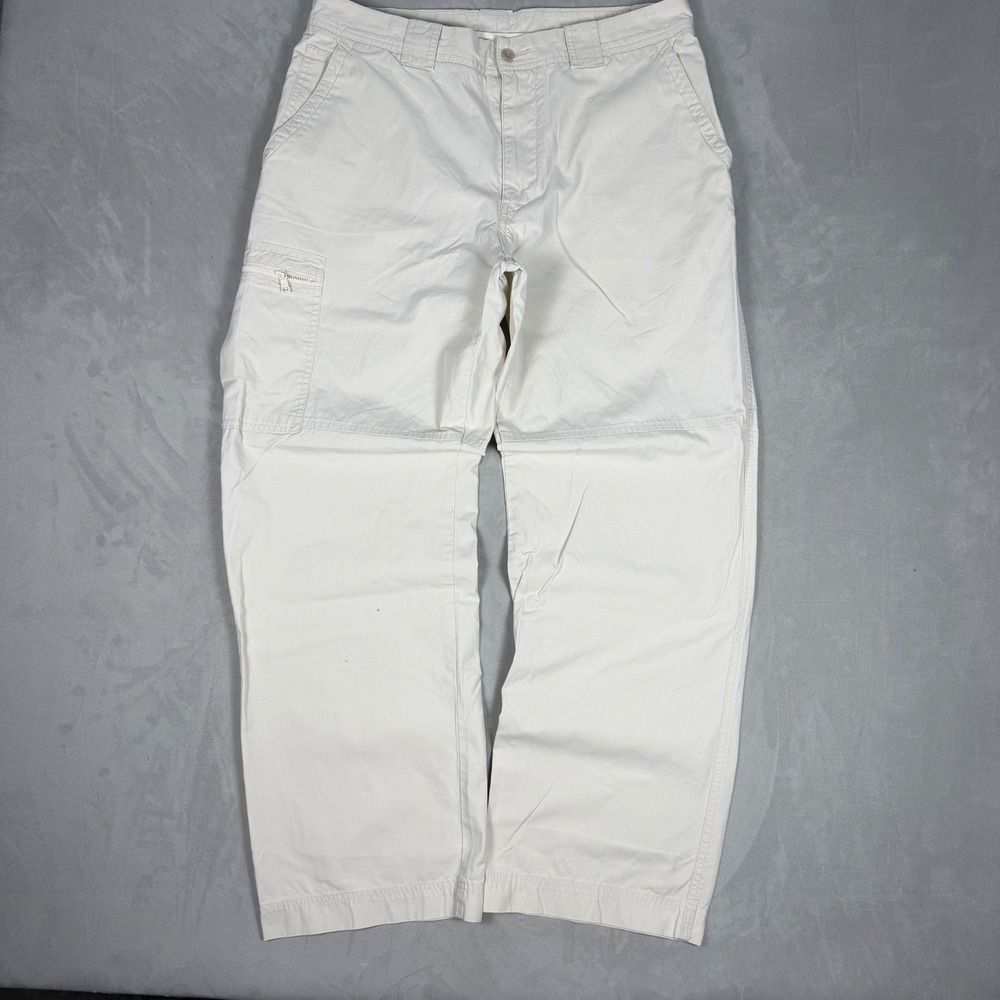 Y2K Mens Nautica Clipper Relaxed Fit Cargo Pants Off White 36x32
